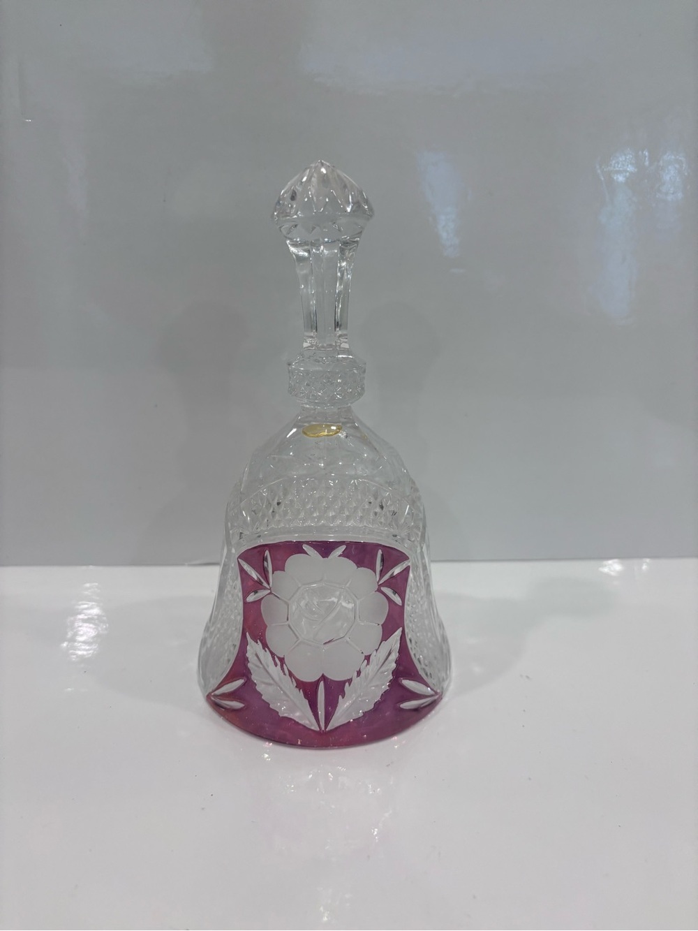 Crystal Decorative Bell with Pink Floral Panel